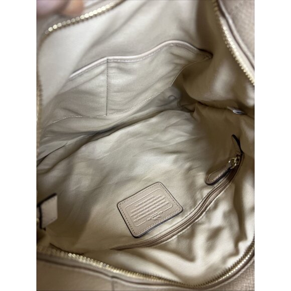 Coach Madison Isabelle Shoulder Bag Pebbled Leather Purse Cream Beige Tan - Picture 9 of 16